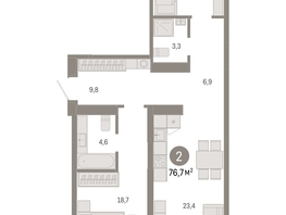 Продается 2-комнатная квартира ЖК Европейский берег, дом 49, 76.69  м², 14630000 рублей