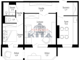 Продается 2-комнатная квартира ЖК Гранатовый, 36/1, 62  м², 6390000 рублей