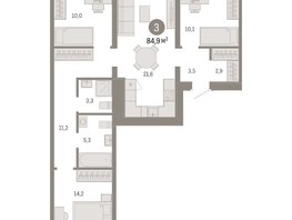 Продается 3-комнатная квартира ЖК Европейский берег, дом 44, 84.9  м², 11770000 рублей