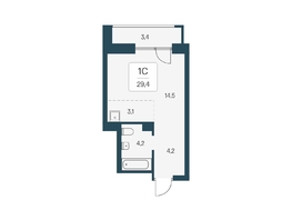 Продается Студия ЖК Расцветай на Кропоткина, дом 1, 29.4  м², 5200000 рублей