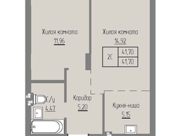 Продается 2-комнатная квартира ЖК Базилик, дом 2, 41.7  м², 6808000 рублей