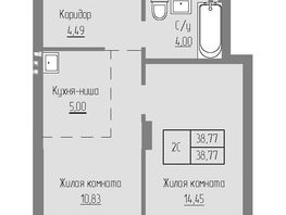 Продается 2-комнатная квартира ЖК Базилик, дом 2, 38.77  м², 5516000 рублей