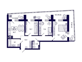 Продается 3-комнатная квартира ЖК Grando (Грандо), 86.8  м², 13150000 рублей