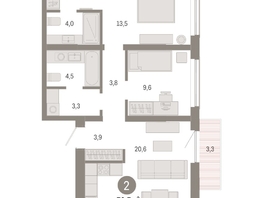 Продается 2-комнатная квартира ЖК Европейский берег, дом 49, 70.67  м², 11170000 рублей