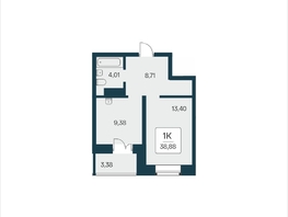 Продается 1-комнатная квартира ЖК Сакура парк, дом 3, 38.88  м², 7600000 рублей