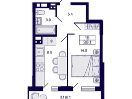 Продается 1-комнатная квартира ЖК Gorizont (Горизонт), 39.1  м², 5550000 рублей