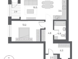 Продается 2-комнатная квартира ЖК ОСКАР, дом 1, 54.7  м², 10200000 рублей