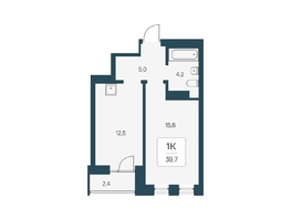 Продается 1-комнатная квартира ЖК Расцветай на Кропоткина, дом 1, 39.7  м², 7100000 рублей