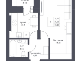 Продается 1-комнатная квартира ЖК Актив, 37.48  м², 6700000 рублей