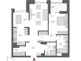 Продается 2-комнатная квартира ЖК Дом Нобель, 64.8  м², 13400000 рублей