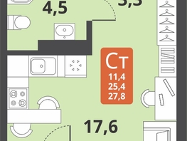 Продается Студия ЖК Тайгинский парк, дом 3, 27.8  м², 4670000 рублей