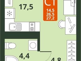 Продается Студия ЖК Тайгинский парк, дом 4, 27.2  м², 4810000 рублей