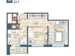 Продается 2-комнатная квартира ЖК Чистая Слобода, дом 1, 53.9  м², 7070000 рублей