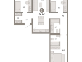 Продается 3-комнатная квартира ЖК Европейский берег, дом 49, 84.54  м², 13330000 рублей