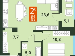 Продается 2-комнатная квартира ЖК Тайгинский парк, дом 4, 52.2  м², 6780000 рублей