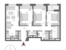 Продается 4-комнатная квартира ЖК Дом Нобель, 91.45  м², 24000000 рублей