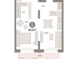 Продается 1-комнатная квартира ЖК Европейский берег, дом 44, 69.9  м², 11330000 рублей