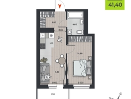 Продается 2-комнатная квартира ЖК ДНК, 41.4  м², 5837400 рублей