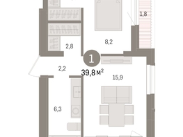 Продается 1-комнатная квартира ЖК Авиатор, дом 3, 39.8  м², 6720000 рублей