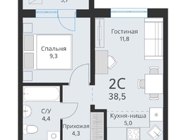 Продается 2-комнатная квартира ЖК Свои люди, дом 2, 36.7  м², 4300000 рублей