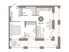 Продается 1-комнатная квартира ЖК Мылзавод, дом 7, 73.06  м², 13580000 рублей