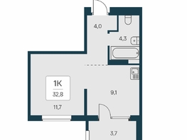 Продается 1-комнатная квартира ЖК Квартал на Игарской, дом 3 пан с2, 32.8  м², 4700000 рублей