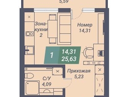 Продается Студия АК Voroshilov (Ворошилов), 25.63  м², 4382730 рублей