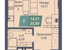 Продается Студия АК Voroshilov (Ворошилов), 25.8  м², 4437600 рублей