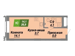 Продается Студия ЖК Калининский квартал, дом 2, 26.9  м², 4573000 рублей