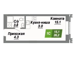 Продается Студия ЖК Калининский квартал, дом 3, 26.2  м², 4454000 рублей