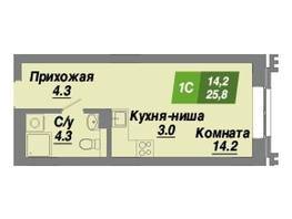 Продается Студия ЖК Калининский квартал, дом 3, 25.8  м², 4386000 рублей