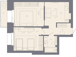 Продается 2-комнатная квартира ЖК Калининский квартал, д 3, 47.7  м&sup2;, 8824500 рублей