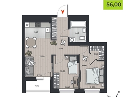 Продается 3-комнатная квартира ЖК ДНК, 56  м&sup2;, 7710150 рублей