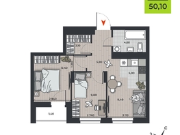 Продается 3-комнатная квартира ЖК ДНК, 50.1  м&sup2;, 7474000 рублей
