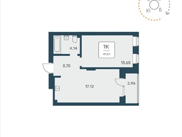 Продается 1-комнатная квартира ЖК Расцветай на Авиастроителей, 41.57  м², 6650000 рублей