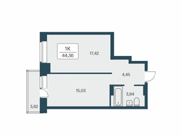 Продается 1-комнатная квартира ЖК Расцветай на Зорге, дом 2, 45  м², 4700000 рублей