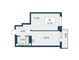 Продается 1-комнатная квартира ЖК Расцветай на Зорге, дом 3, 45.2  м², 4650000 рублей