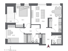 Продается 3-комнатная квартира ЖК Дом Нобель, 73.6  м², 21400000 рублей