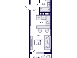 Продается Студия ЖК Gorizont (Горизонт), 29  м², 4650000 рублей