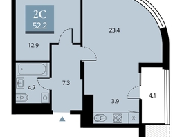 Продается 2-комнатная квартира ЖК Беринг, дом 2, 54.25  м², 10850000 рублей