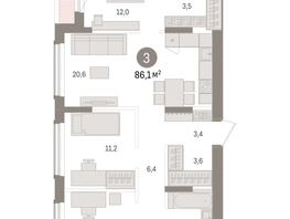 Продается 3-комнатная квартира ЖК Авиатор, дом 3, 86.07  м², 15280000 рублей