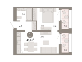 Продается 1-комнатная квартира ЖК Европейский берег, дом 44, 45.4  м², 8410000 рублей