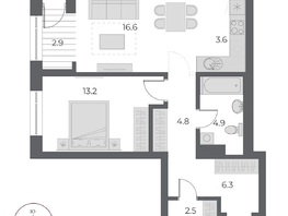 Продается 2-комнатная квартира ЖК ОСКАР, дом 1, 54.8  м², 11150000 рублей