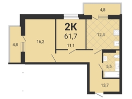 Продается 2-комнатная квартира ЖК Тетрис, корпус 1, 62  м², 9697000 рублей