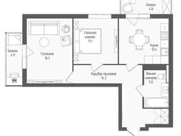 Продается 2-комнатная квартира ЖК Тетрис, корпус 1, 62  м&sup2;, 10111200 рублей