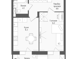 Продается 1-комнатная квартира ЖК Тетрис, корпус 2, 45.6  м&sup2;, 8556250 рублей