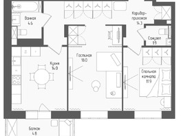 Продается 2-комнатная квартира ЖК Тетрис, корпус 2, 66.1  м&sup2;, 11292100 рублей