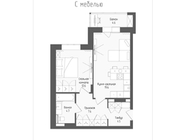Продается 2-комнатная квартира ЖК Тетрис, корпус 2, 50.3 м², 8609450 рублей