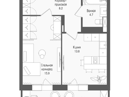 Продается 1-комнатная квартира ЖК Тетрис, корпус 2, 45.4  м&sup2;, 8476000 рублей
