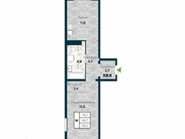 Продается 1-комнатная квартира ЖК Галактика, дом 5 Плутон, 48.5  м², 7300000 рублей